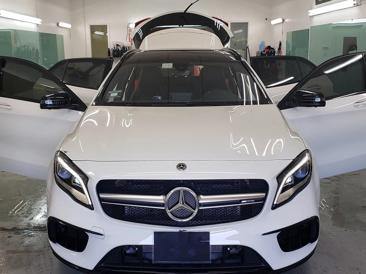 White vehicle with a fresh wrap finish